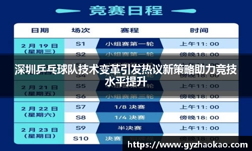 深圳乒乓球队技术变革引发热议新策略助力竞技水平提升