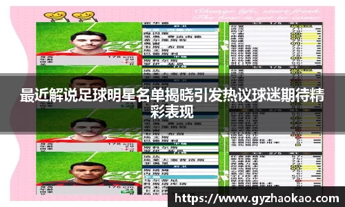 最近解说足球明星名单揭晓引发热议球迷期待精彩表现